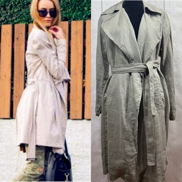 Cynthia Rowley Linen Trench Coat - Picture 1 of 6